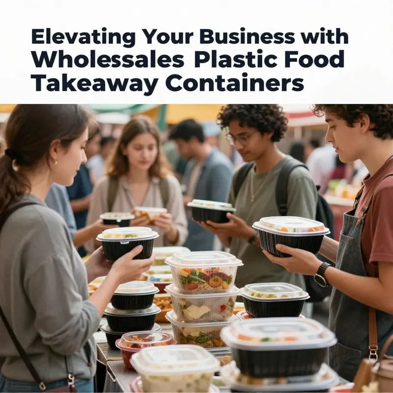 A showcase of sustainable plastic food takeaway containers emphasizing eco-friendly options.