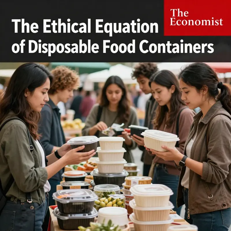 A visual representation of the environmental impact of disposable food containers against a backdrop of nature.