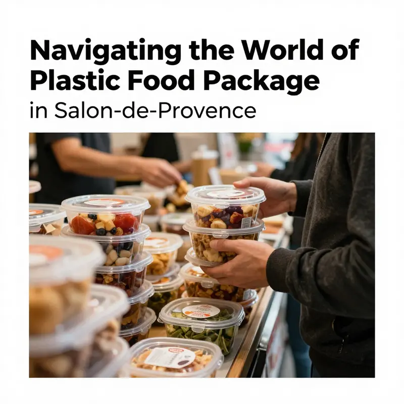 A vibrant market scene showcasing diverse plastic food packaging options in Salon-de-Provence.