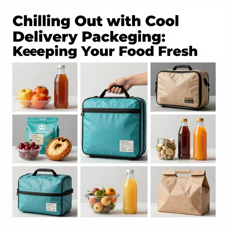 A vibrant collage of food and beverages ingeniously packed using cool delivery technology to ensure freshness.
