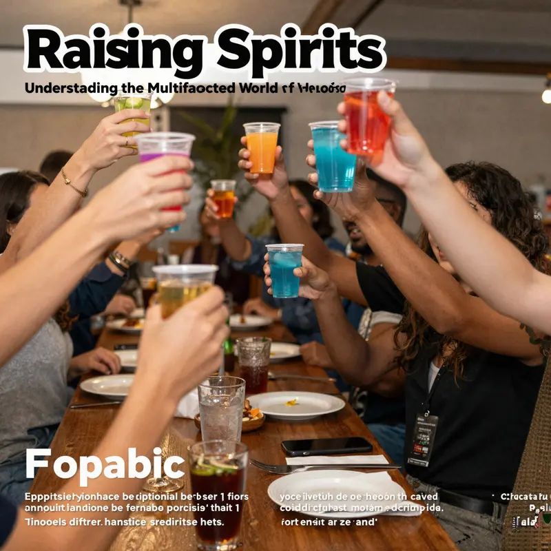 A vibrant gathering with people joyously raising colorful disposable plastic shot cups in a toast, symbolizing community and celebration.