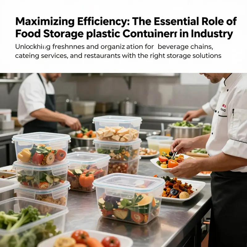 A busy restaurant kitchen with chefs using food storage containers for meal preparation.