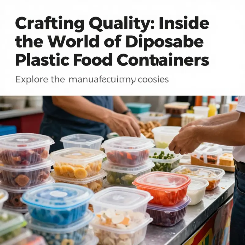 A colorful assortment of disposable plastic food containers in action at a busy food stall, showcasing their versatility.