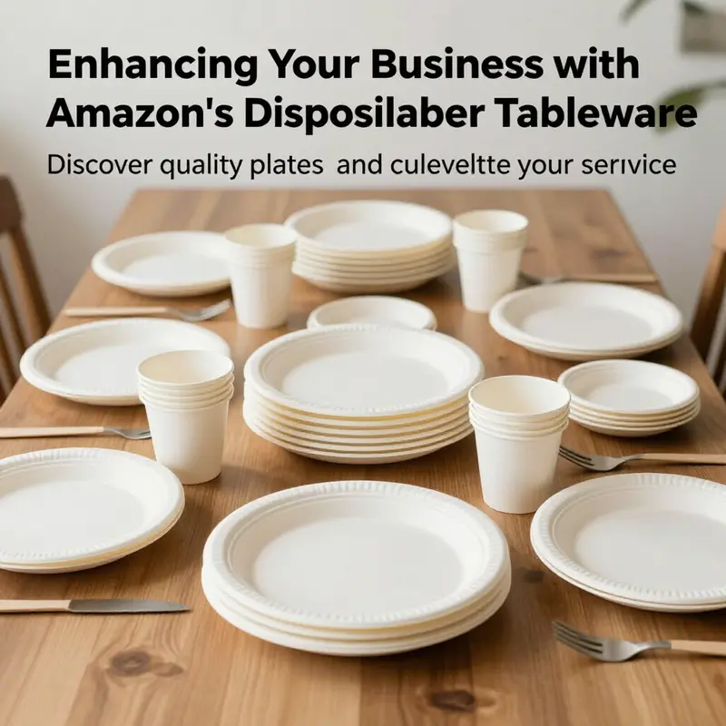 An inviting table set with disposable paper plates, cups, and cutlery, highlighting the variety available for events.