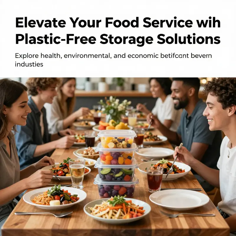 A bustling restaurant showcasing meals served in sustainable, plastic-free containers, highlighting customer satisfaction.