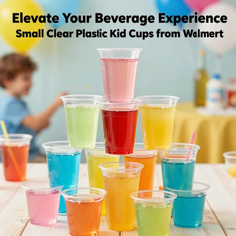 A vibrant display of clear plastic kid cups filled with colorful beverages, highlighting their appeal and versatility.