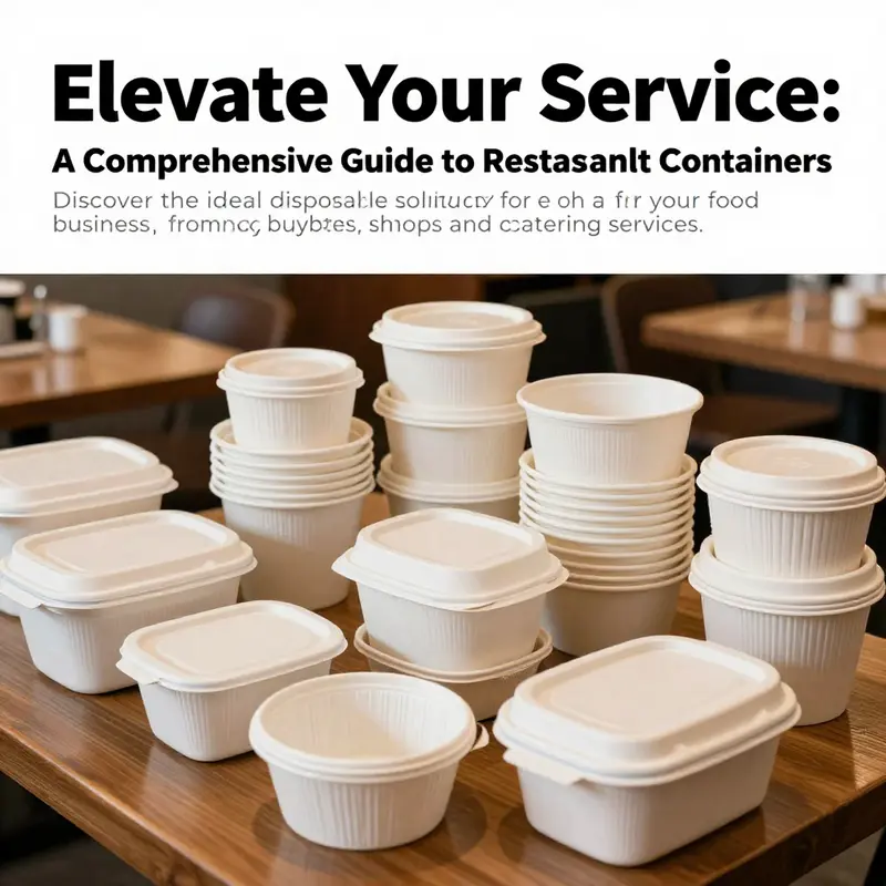 A variety of disposable containers in a restaurant setting, illustrating their use in modern food service.