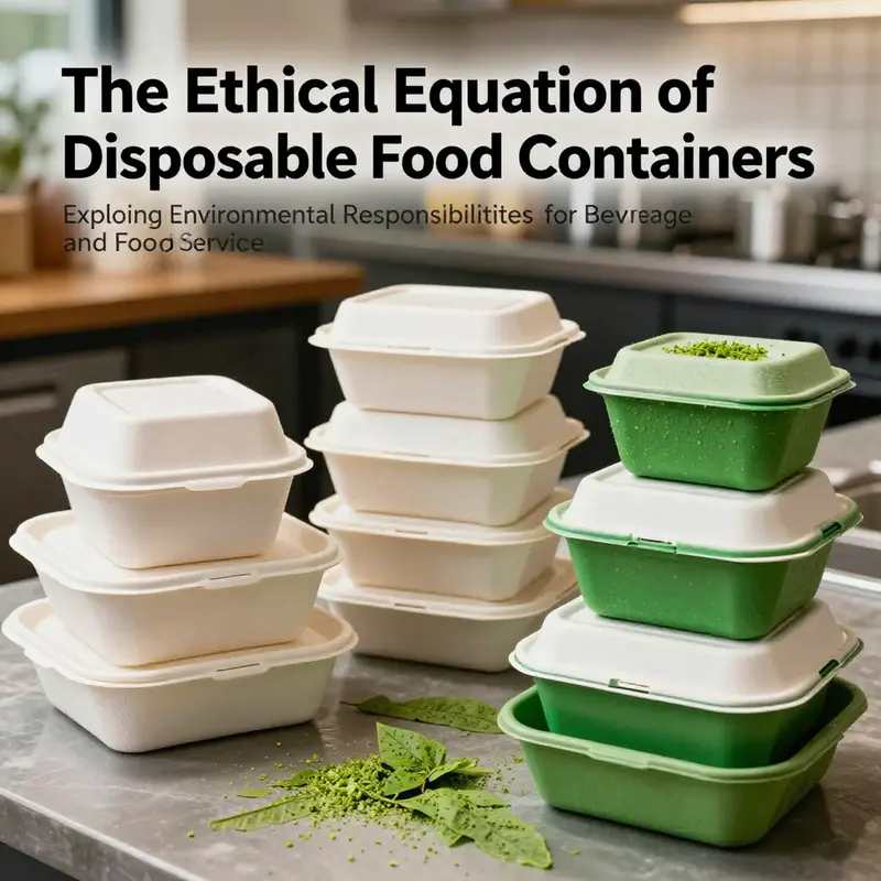 A striking culinary display showing both disposable food containers and sustainable alternatives, underscoring the ethics of disposable packaging.