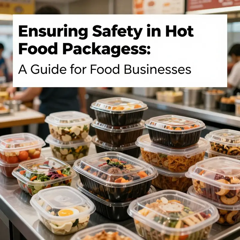 A colorful display of different containers used for hot food in a restaurant, showcasing safe and appealing packaging choices.