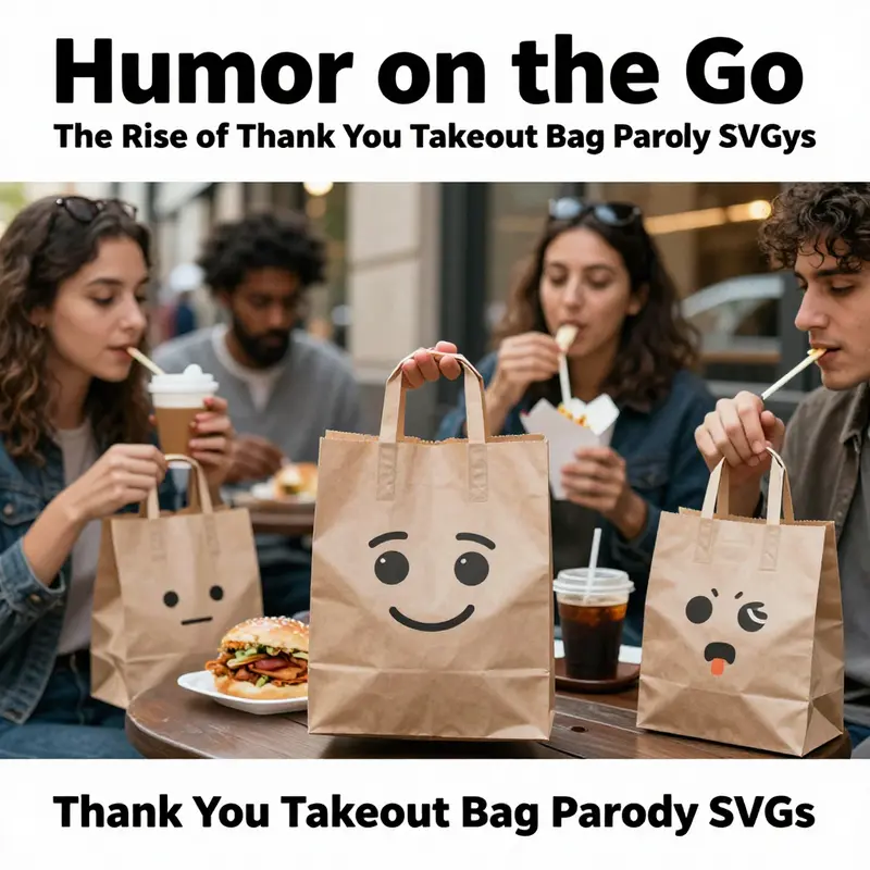 A vibrant collection of parody SVG designs showcasing the humorous side of takeout bags.