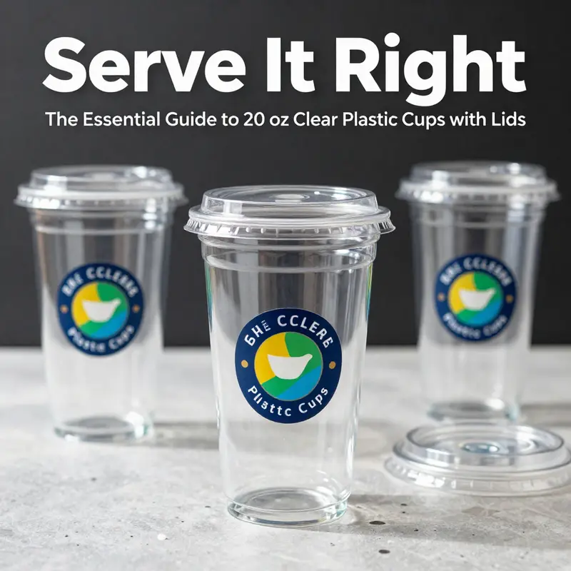 Close-up of durable 20 oz clear plastic cups, highlighting their material quality.