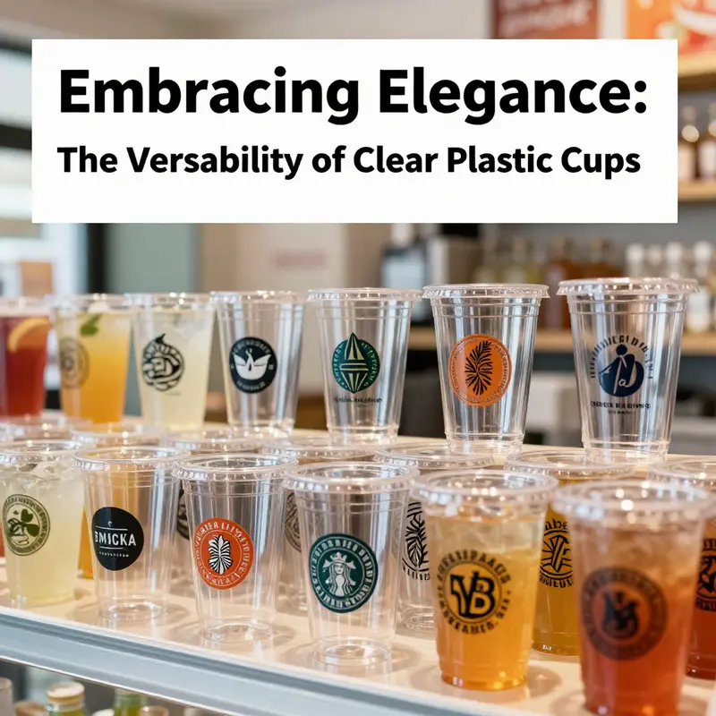 Elegant clear plastic cups featuring refined designs, ideal for sophisticated events.