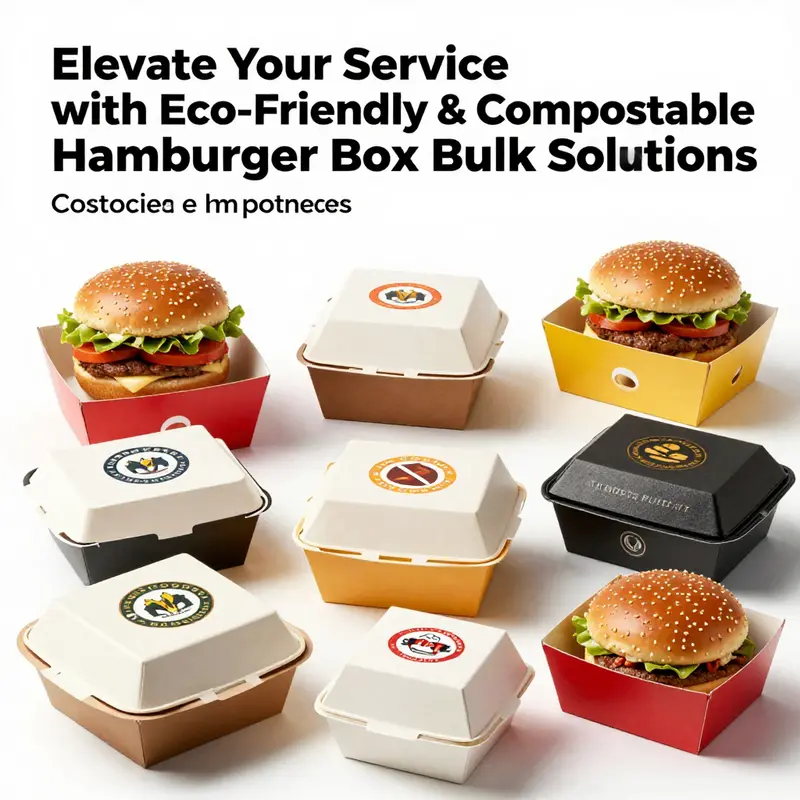 Inside a compostable packaging manufacturing plant showcasing the mass production of eco-friendly hamburger boxes.