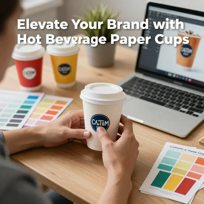 An array of custom hot beverage paper cups highlighting different constructions for thermal retention.
