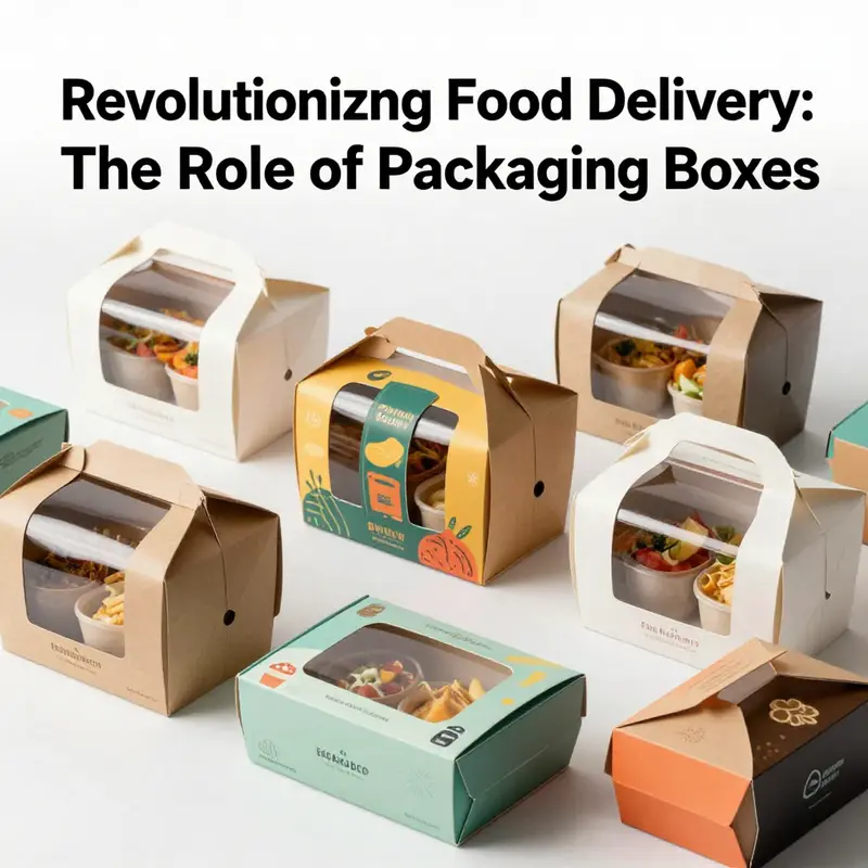 A vibrant collection of materials commonly used for delivery food packaging, illustrating choices available to food businesses.