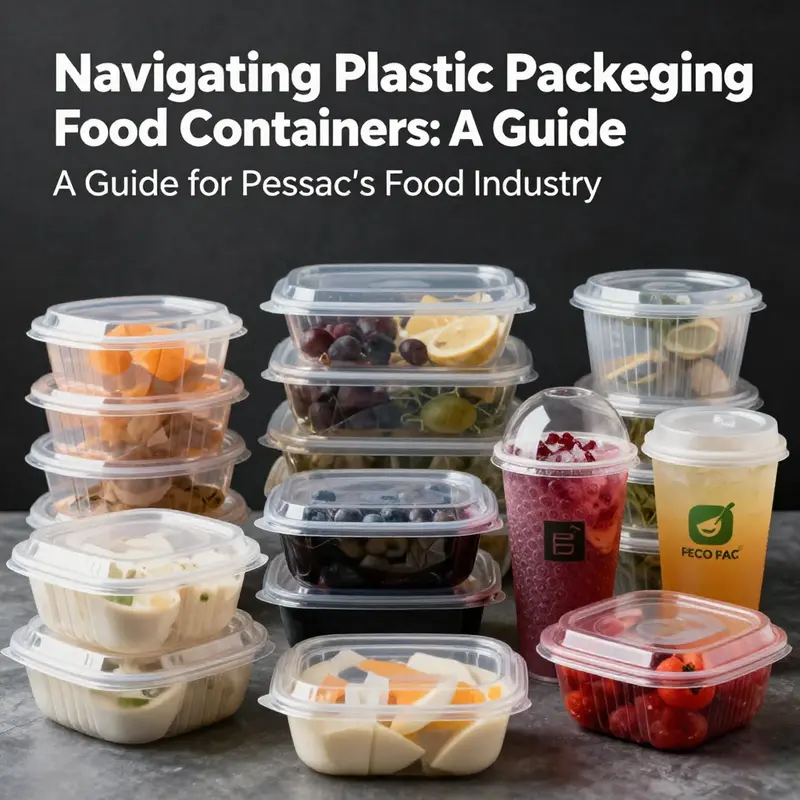 Diverse plastic food containers displayed together, representing various businesses and their packaging options in Pessac, France.