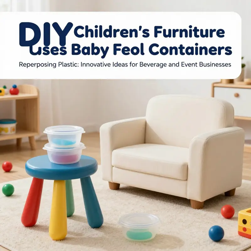 Innovative children’s furniture crafted from plastic baby food containers, adding fun and sustainability to any play area.