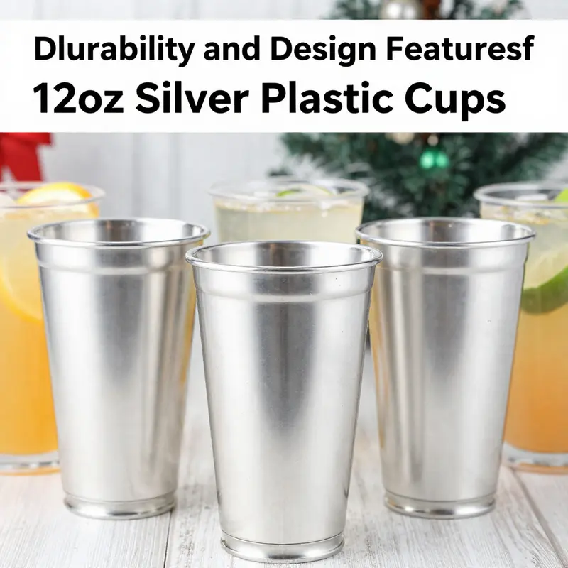 Durable and stylish 12oz silver plastic cups ideal for any event.