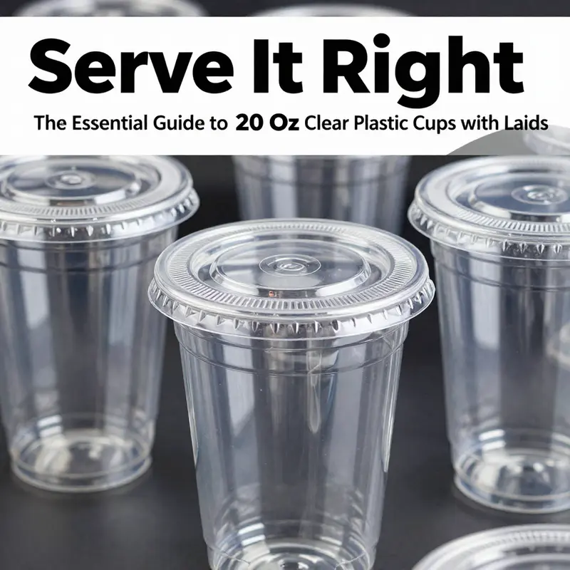 Close-up of durable 20 oz clear plastic cups, highlighting their material quality.