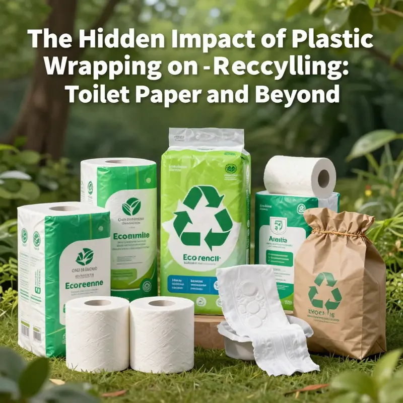 Vibrant display of sustainable toilet paper packaging and recyclable materials, symbolizing the future of eco-conscious products.