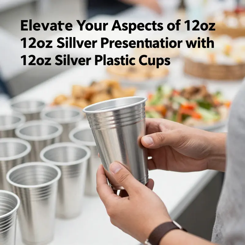 Durable and stylish 12oz silver plastic cups ideal for any event.