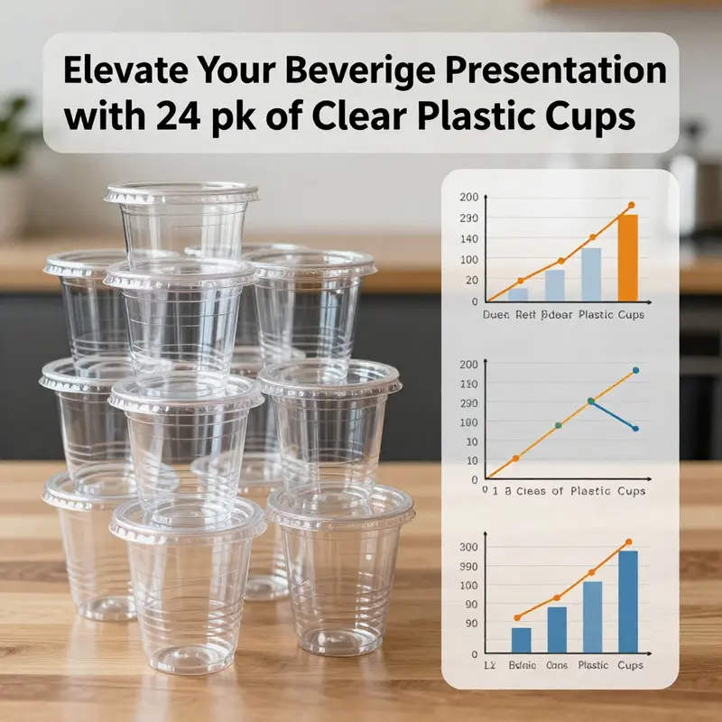 Clear plastic cups displayed alongside a refreshing beverage, highlighting their durability and food-safe materials.
