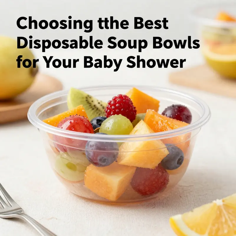 EcoQuality 5 oz Clear Plastic Bowl ideal for serving delightful desserts at your baby shower.