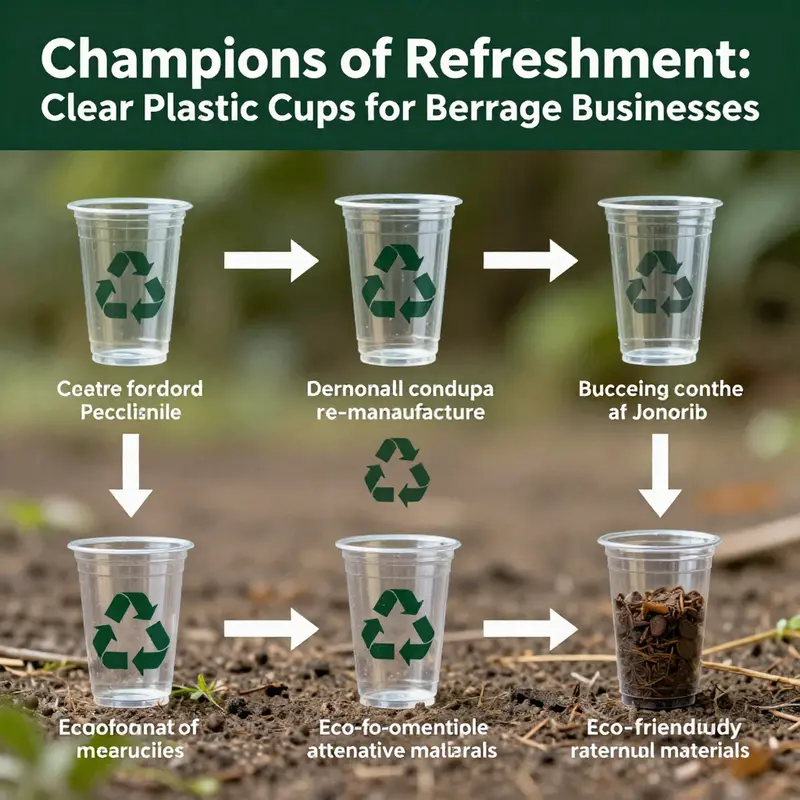 Variety of clear plastic cups in different sizes and styles, perfect for various beverages.