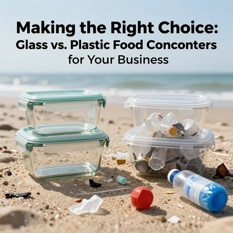 Comparing the safety features and stability of glass and plastic food containers.