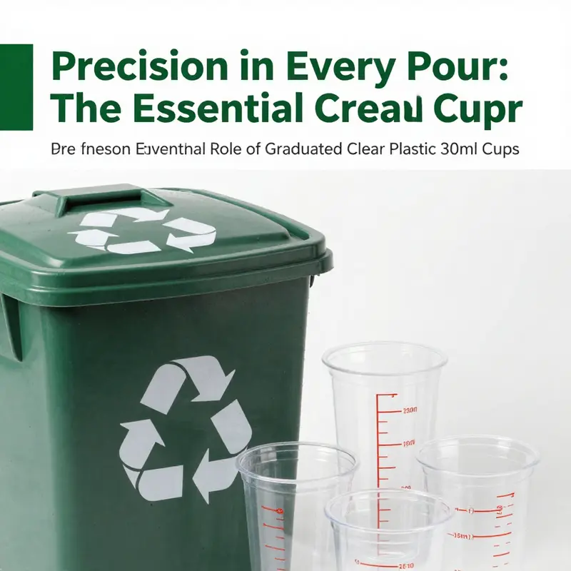 Different materials showcasing the durability and clarity of graduated clear plastic 30ml cups.