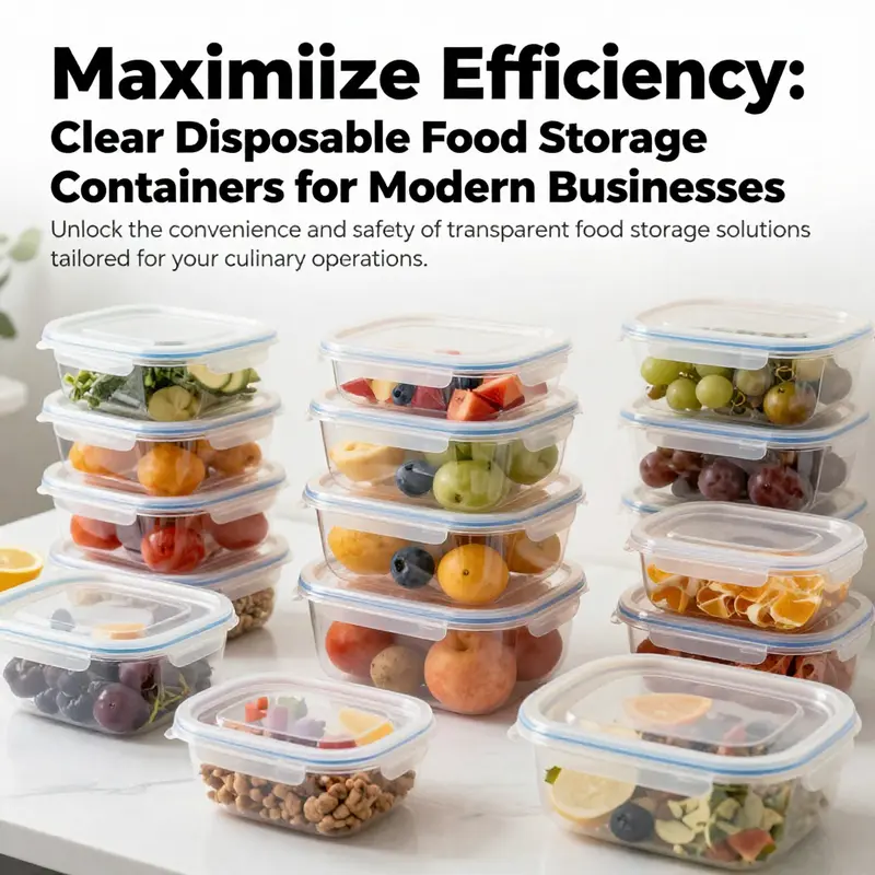 A captivating display of prepared foods in clear disposable containers, showcasing their functionality and aesthetic for food service.