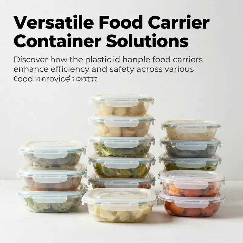 An artistic arrangement of different food carrier containers displaying diverse designs and applications in food service.