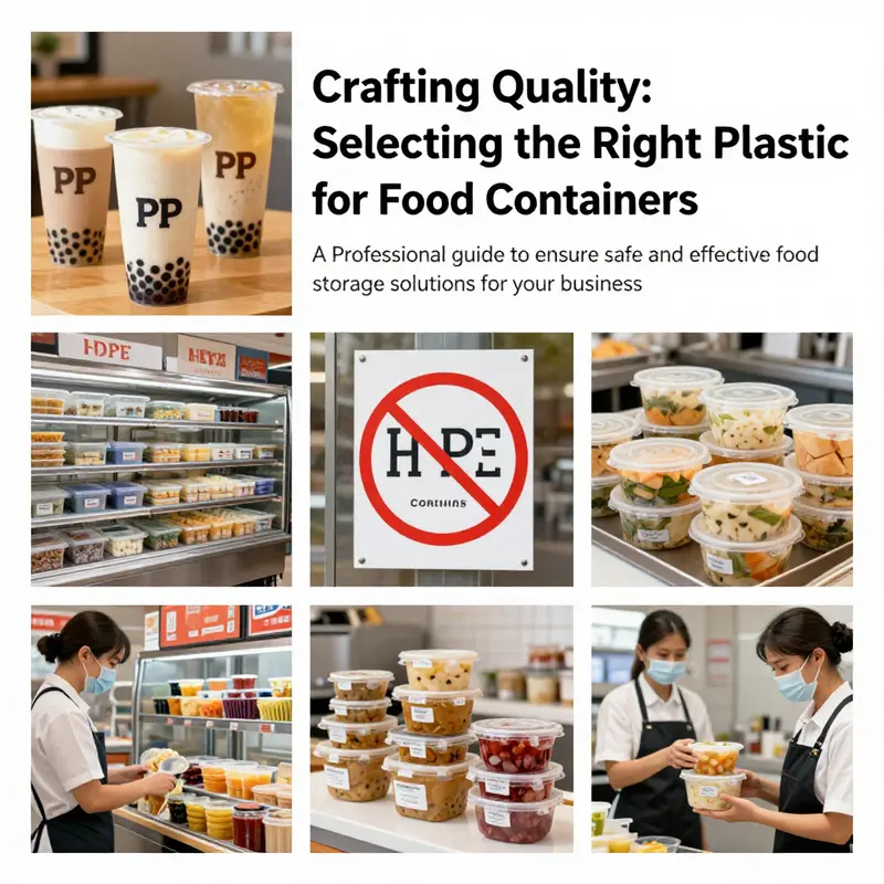 A composite image showcasing different food service environments where safe plastic materials are employed for food storage and delivery.