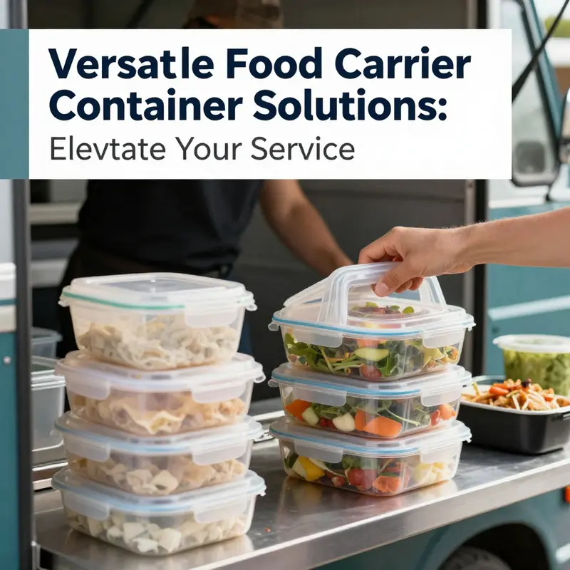 Detailing the secure and ergonomic design of the food carrier container, highlighting its usability features.