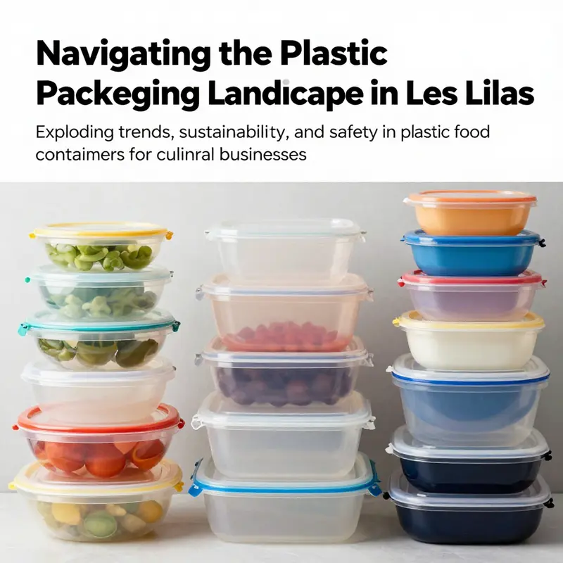 A collage of colorful and functional plastic food containers from different culinary establishments in Les Lilas.