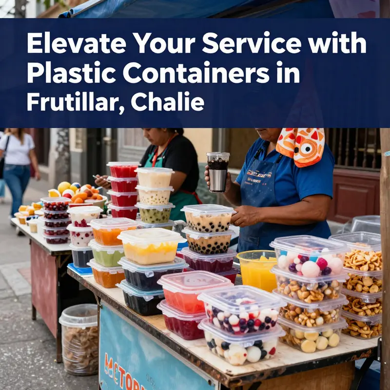 Food vendors in Frutillar actively demonstrate the practical use of plastic containers for food.