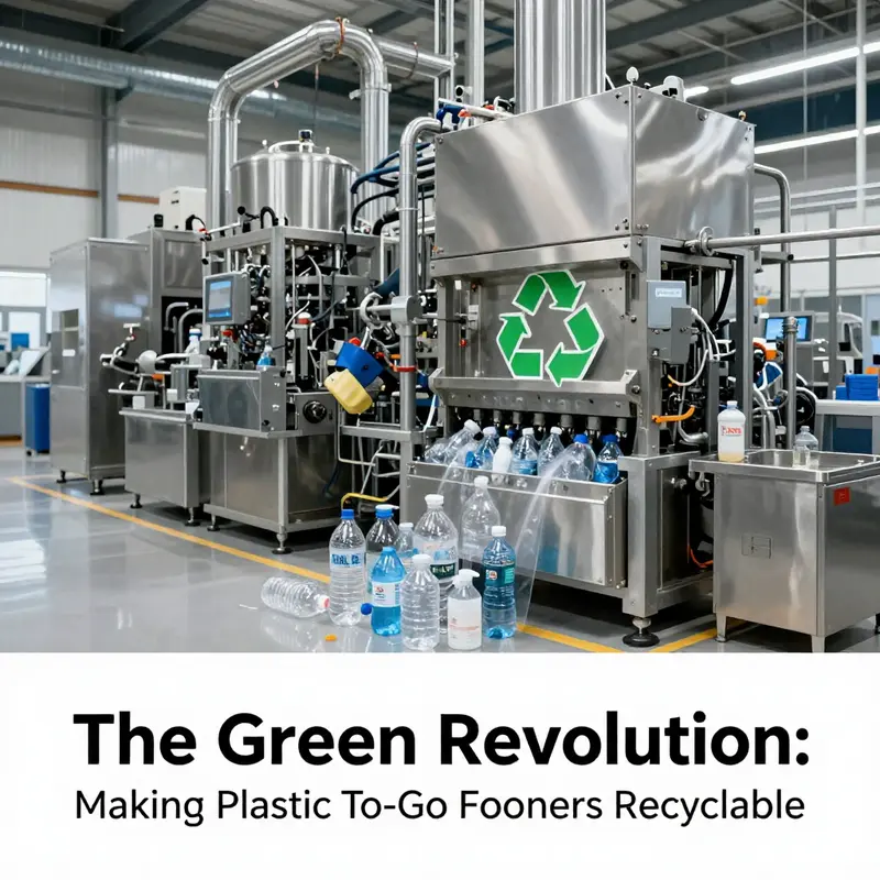 Different types of plastic to-go food containers highlighting their recycling symbols and classifications.