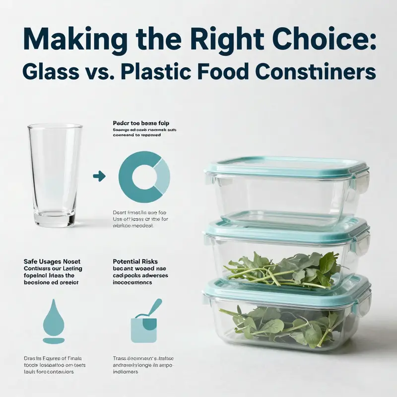 Comparing the safety features and stability of glass and plastic food containers.