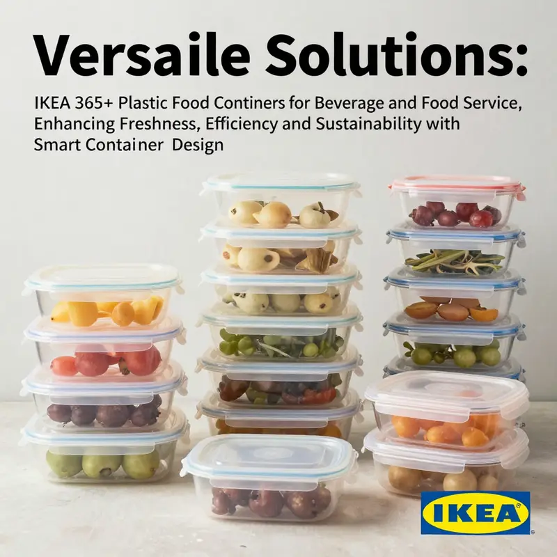An assortment of IKEA 365+ plastic food containers highlighting their adaptability for various foods.