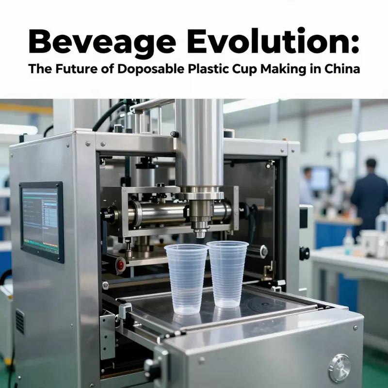 Modern disposable plastic cup making machines in a high-tech factory setting.