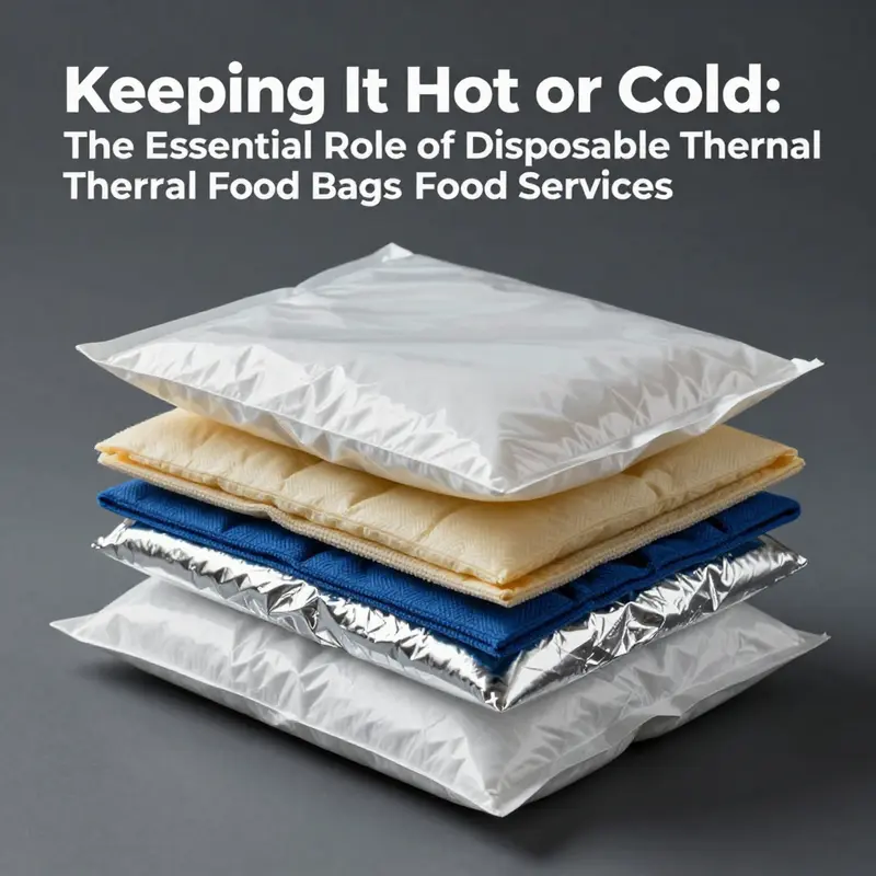 An infographic showing the insulation layers of disposable thermal food bags.