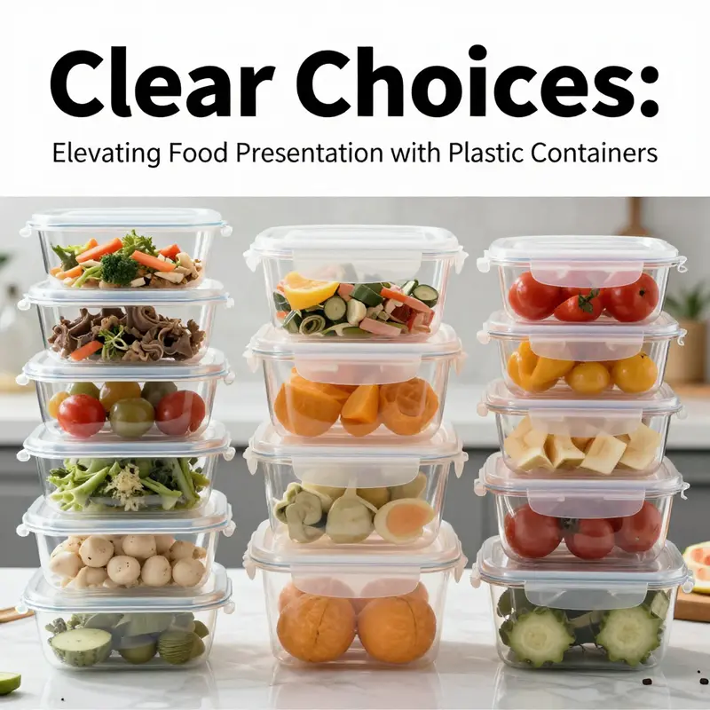 Various types of plastic clear containers showcasing their versatility in food presentation.