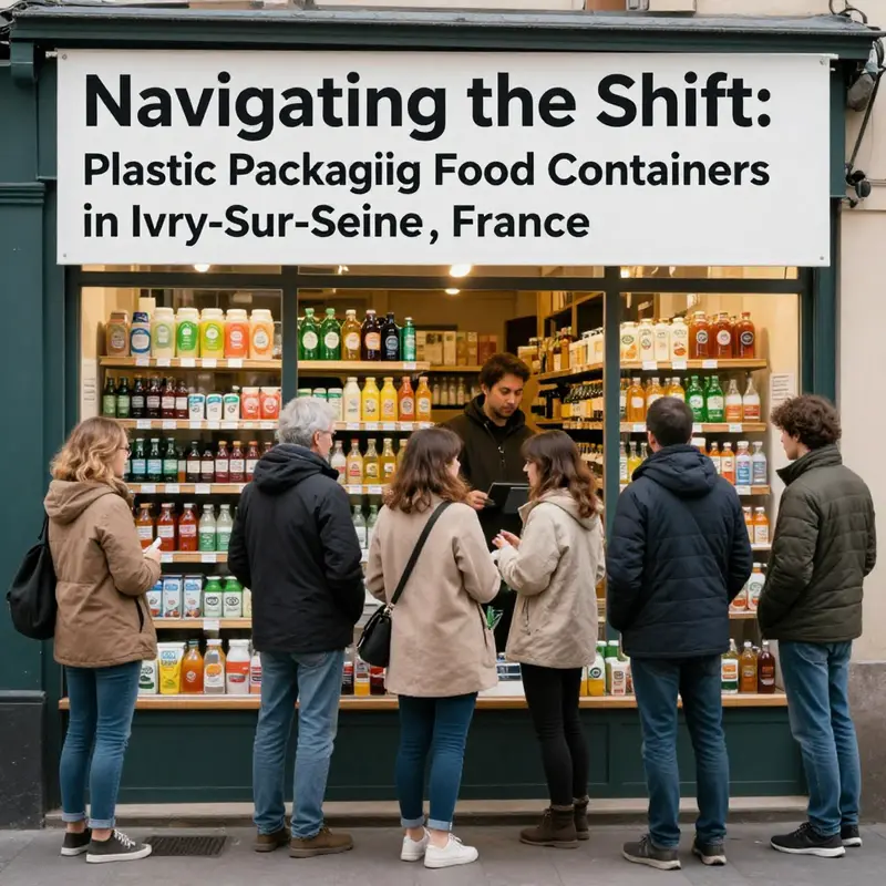 An overview of compliant food packaging showcasing eco-labels and regulations in Ivry-sur-Seine.