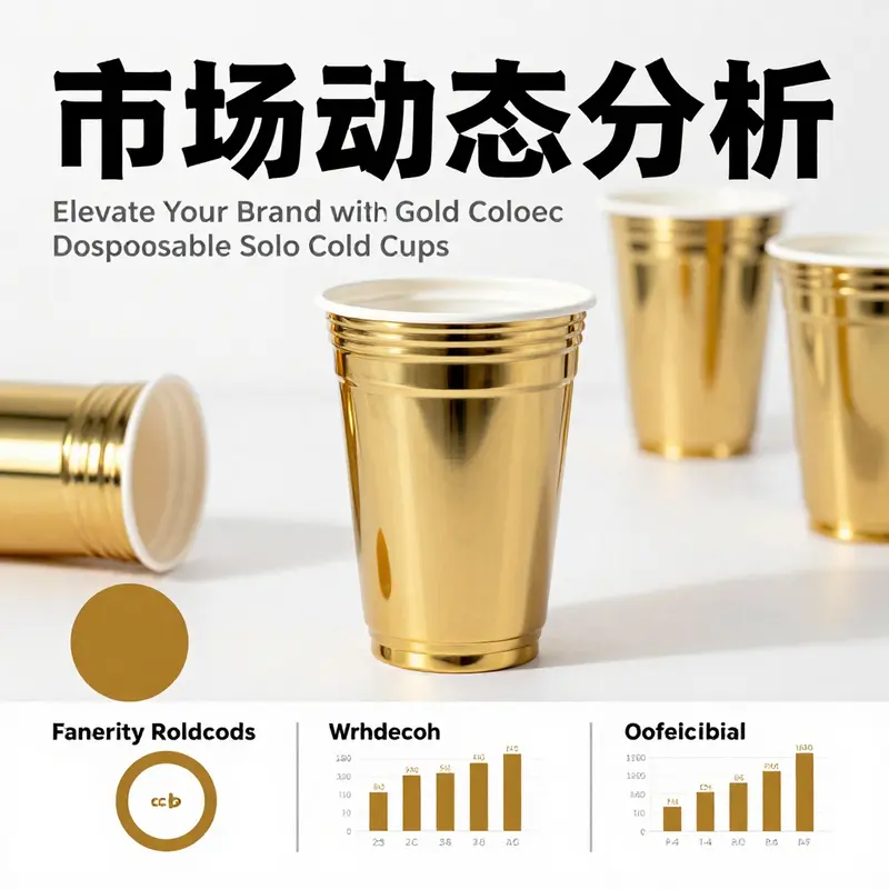 Stylishly arranged gold colored Solo cold cups enlivening a celebratory atmosphere.