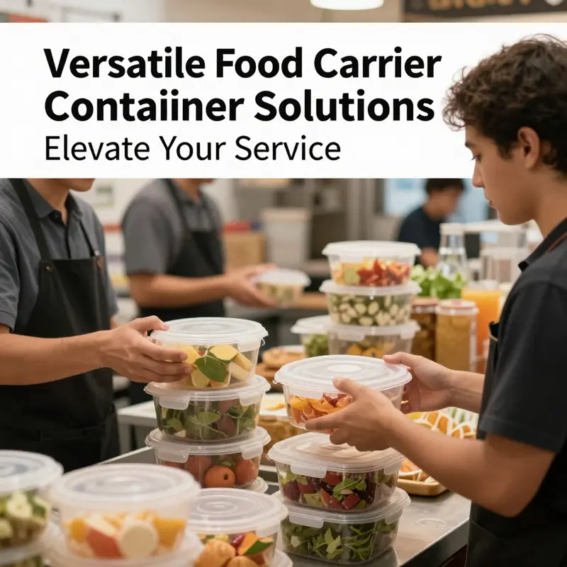 Detailing the secure and ergonomic design of the food carrier container, highlighting its usability features.