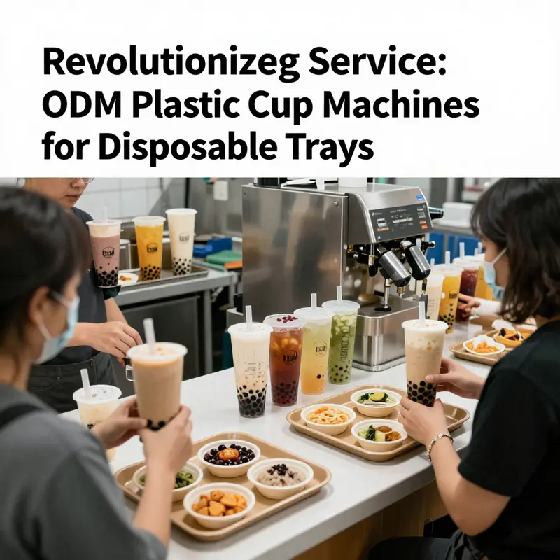 A busy bubble tea shop highlighting the demand and usage of disposable trays in the beverage industry.