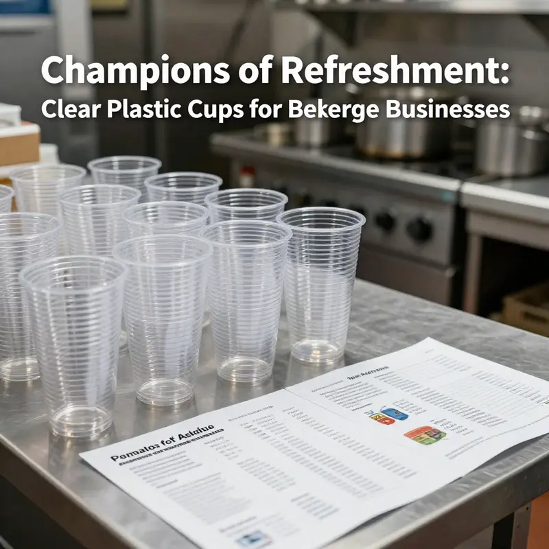 Variety of clear plastic cups in different sizes and styles, perfect for various beverages.