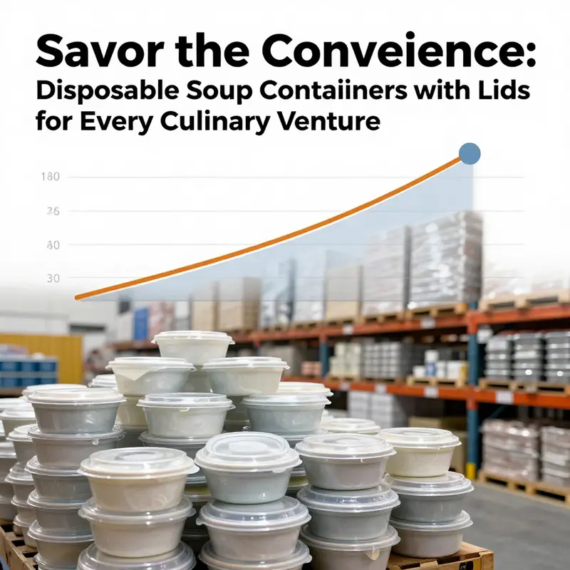 Showcasing various types of disposable soup containers emphasizing their quality and eco-friendly materials.