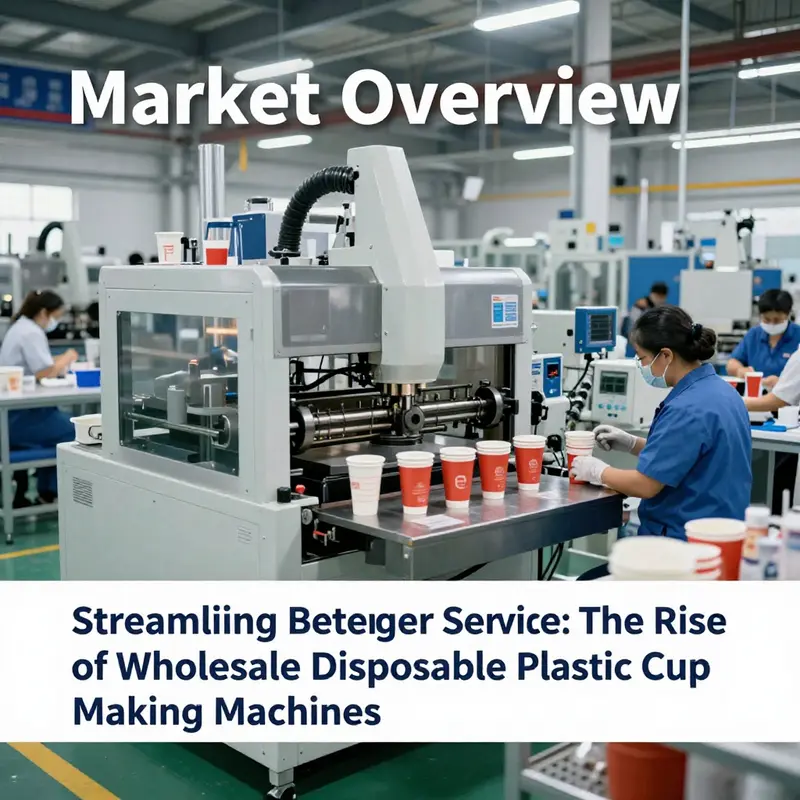 An image representing the active production of disposable plastic cups in a Chinese manufacturing facility.