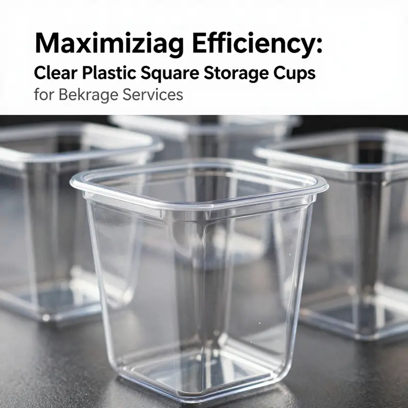 Clear plastic square storage cups provide organized storage for a variety of kitchen ingredients.
